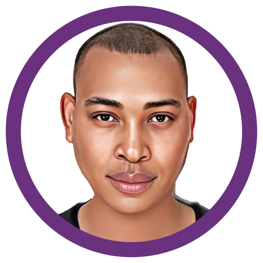 Cartoon headshot of  Shaun Flores, Modal and OCD Advocate